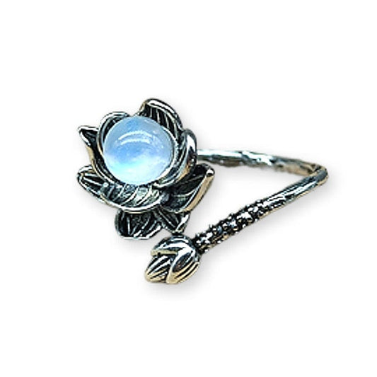 Anillo de latón hipoalergénico ajustable de cuarzo cereza vintage