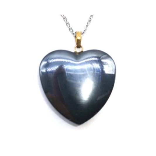 Hematite - necklace with heart pendant