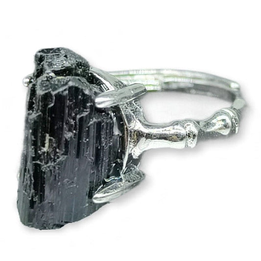 Tormalina Grezza - anello regolabile in ottone anallergico