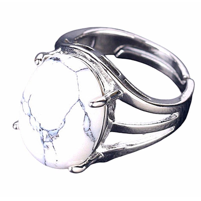 Rock crystal - adjustable ring in hypoallergenic brass