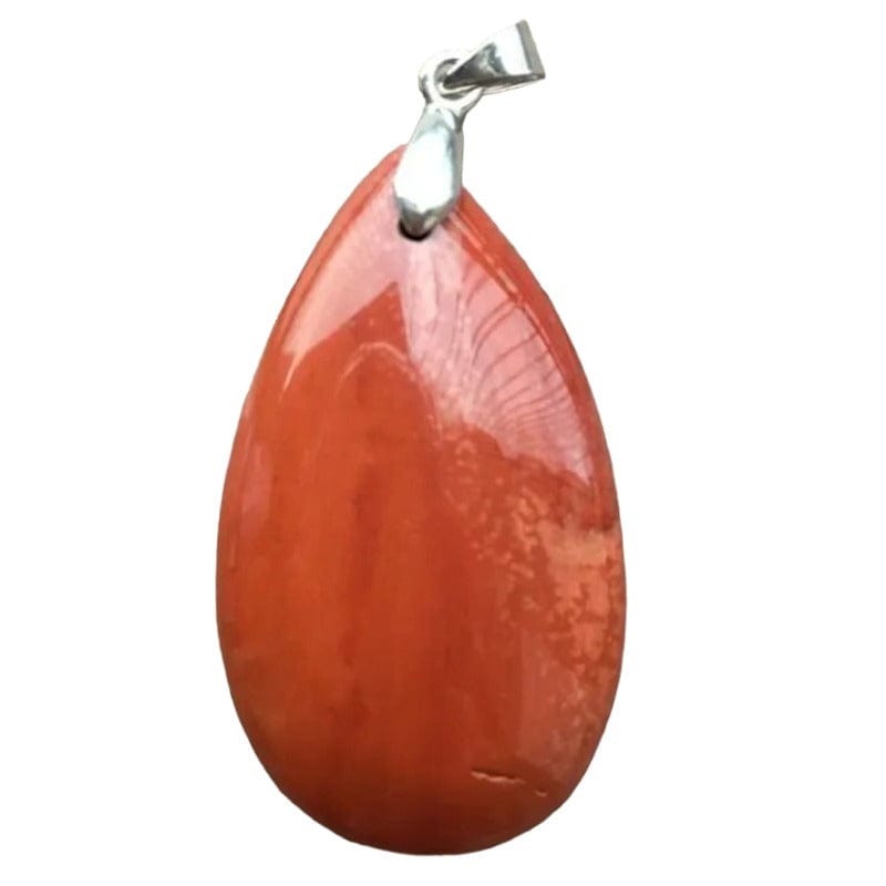 Ciondolo "goccia" in Diaspro rosso con catenina o caucciù