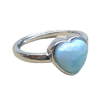 Larimar Forma di Cuore - anello regolabile in ottone anallergico