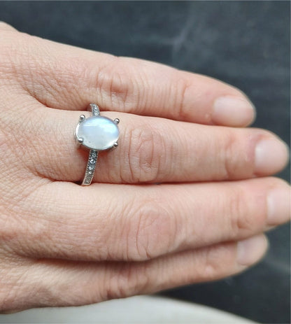 Pietra di Luna Piccolo - anello regolabile in ottone anallergico