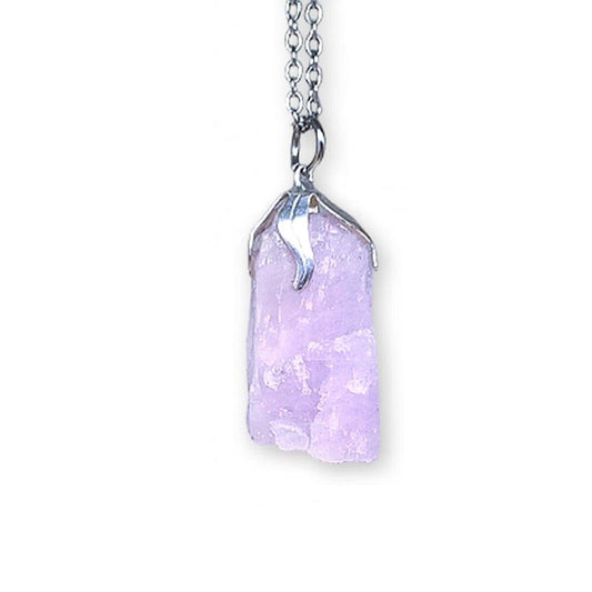 Kunzite - collana con ciondolo in pietra grezza