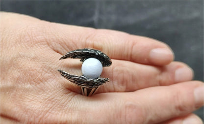 Ali di Angelo - Angelite - anello regolabile in ottone anallergico