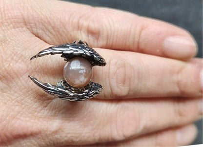 Ali di Angelo - Agata Sakura - anello regolabile in ottone anallergico