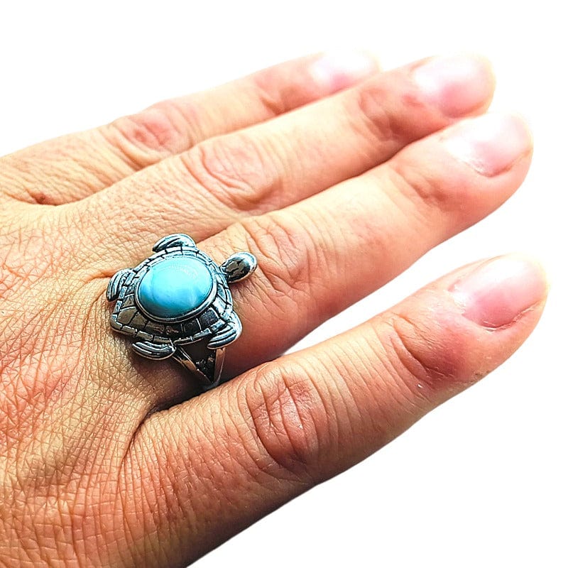 Larimar Tartaruga - anello regolabile in ottone anallergico