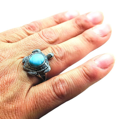 Larimar Tartaruga - anello regolabile in ottone anallergico