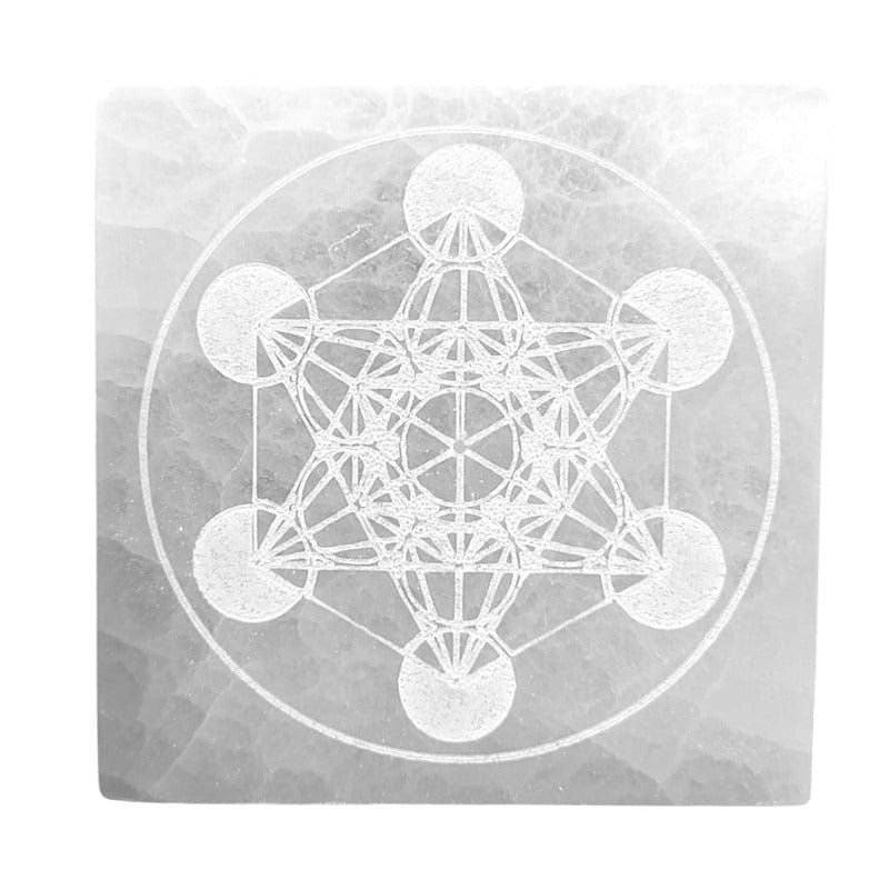 Porta Incenso in Selenite CUBO DI METATRON 10 cm