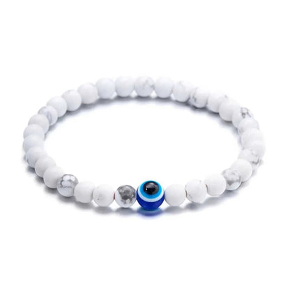 Malocchio - Occhio Nazar Howlite - bracciale elastico in sfere