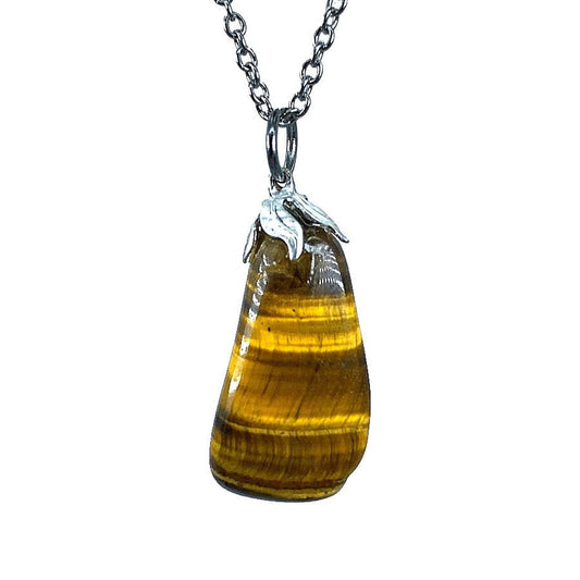 Tiger's eye - necklace with tumbled stone pendant