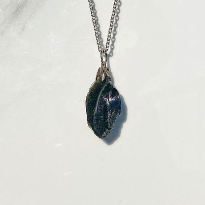 Raw black obsidian - pendant necklace