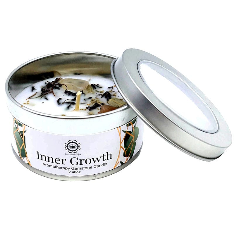 Candela Profumata Artigianale con Pietre Dure (MENTA - PIETRA DI LUNA - CRESCITA INTERIORE)