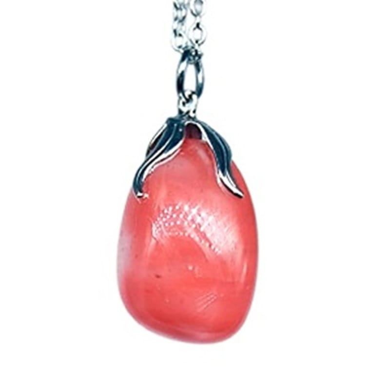 Ossidiana Rossa - collana con ciondolo in pietra burattata