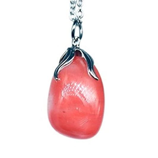 Ossidiana Rossa - collana con ciondolo in pietra burattata
