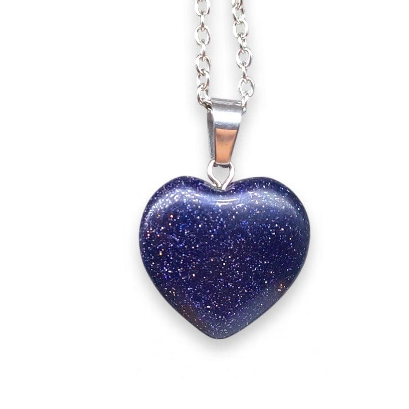 Blue Goldstone - necklace with heart pendant