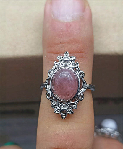 Amethyst - adjustable ring in hypoallergenic brass