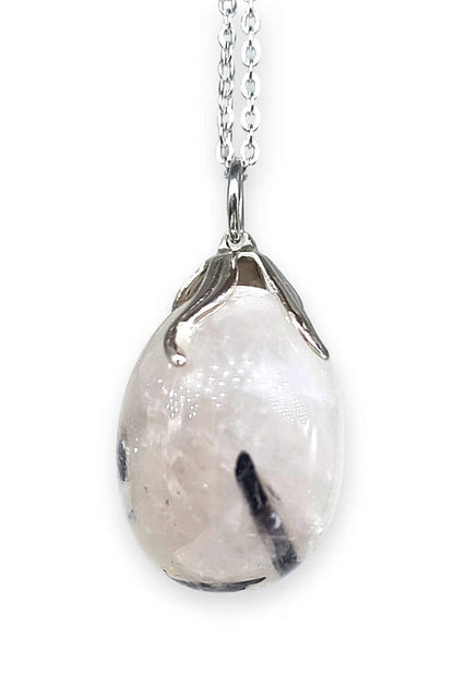 Tourmalinated quartz - necklace with pendant