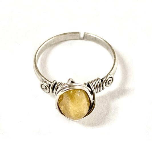 Quarzo citrino - anello regolabile laccato in argento