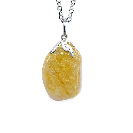 Citrine quartz - necklace with tumbled pendant