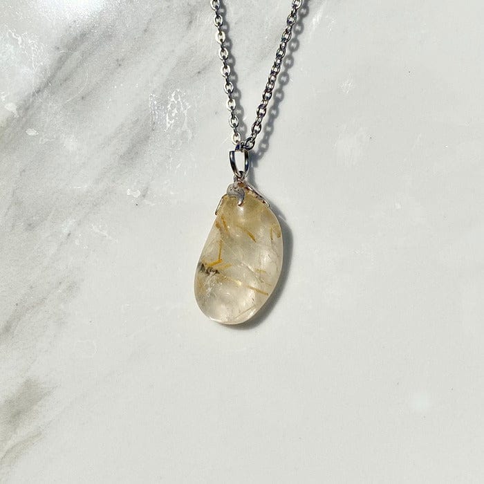 Rutilated quartz - necklace with pendant