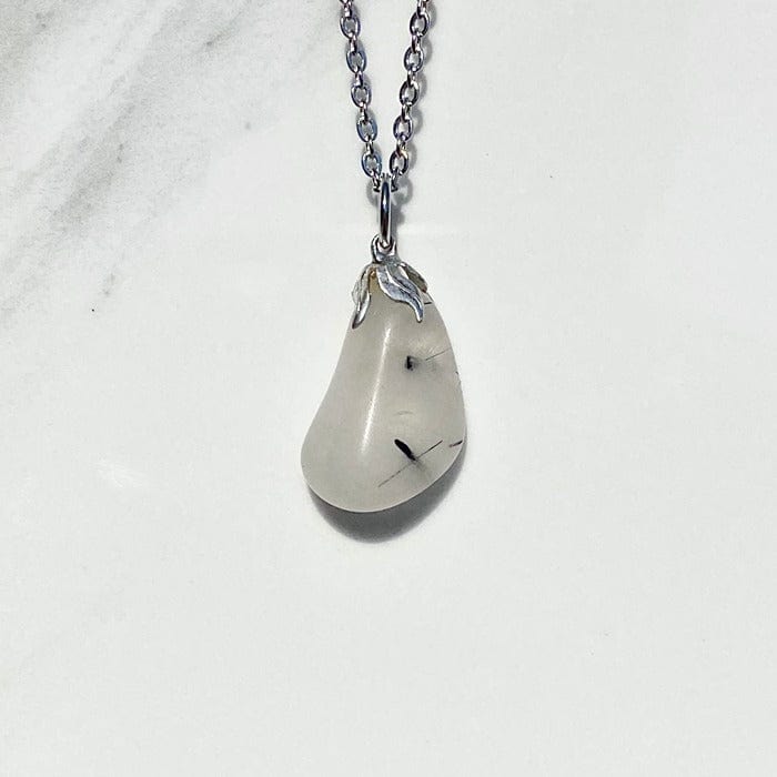 Tourmalinated quartz - necklace with pendant