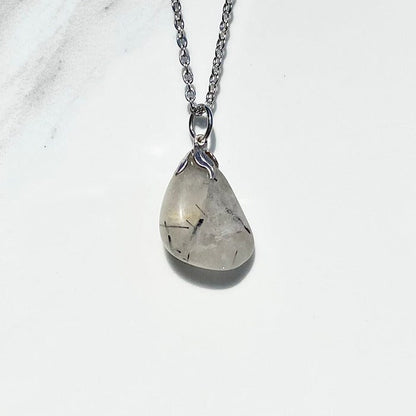 Tourmalinated quartz - necklace with pendant