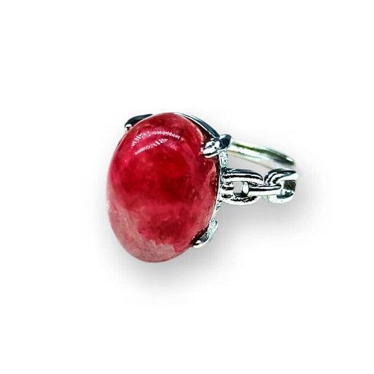 Anillo de latón hipoalergénico ajustable de cuarzo cereza vintage