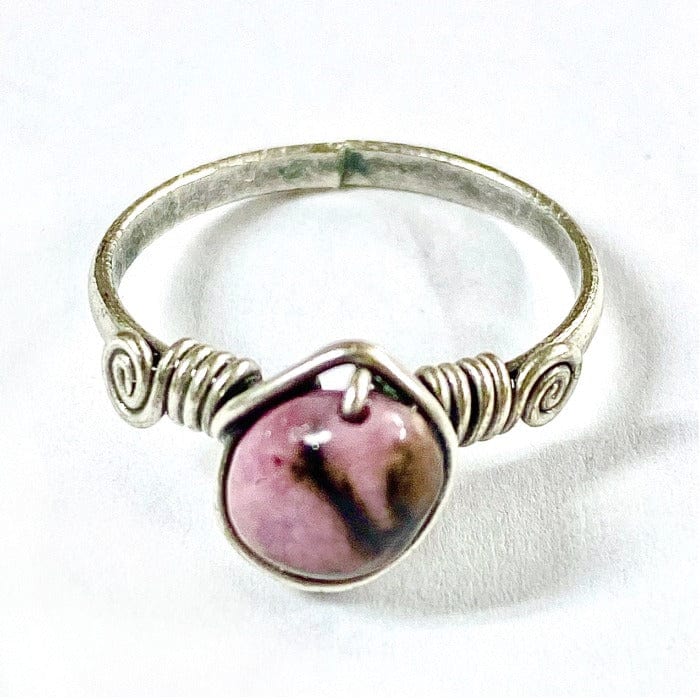 Rodonite - anello regolabile laccato in argento