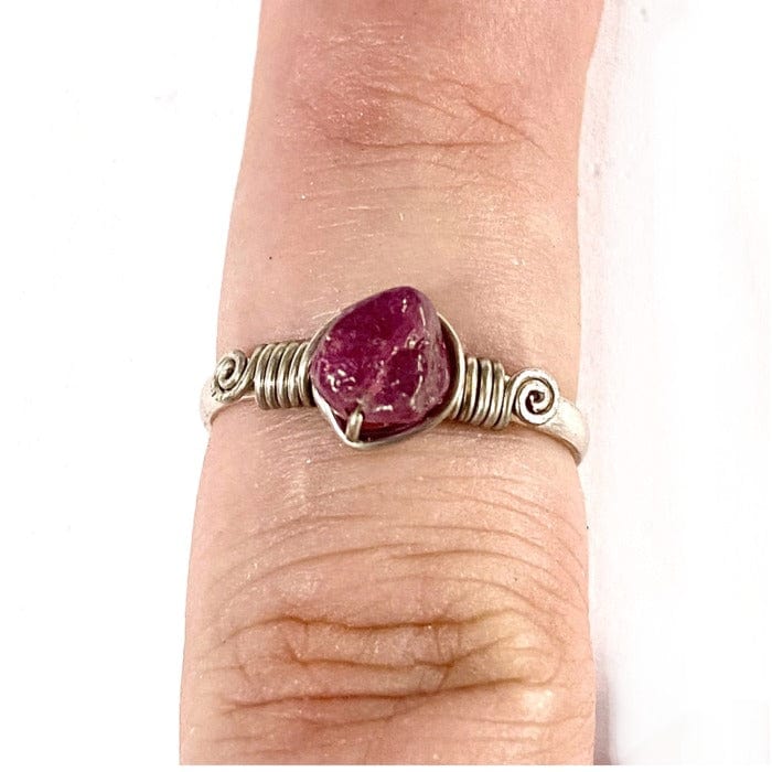 Rubino - anello regolabile laccato in argento