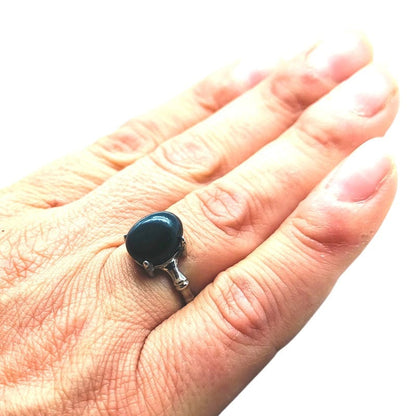 Amethyst - adjustable ring in hypoallergenic brass