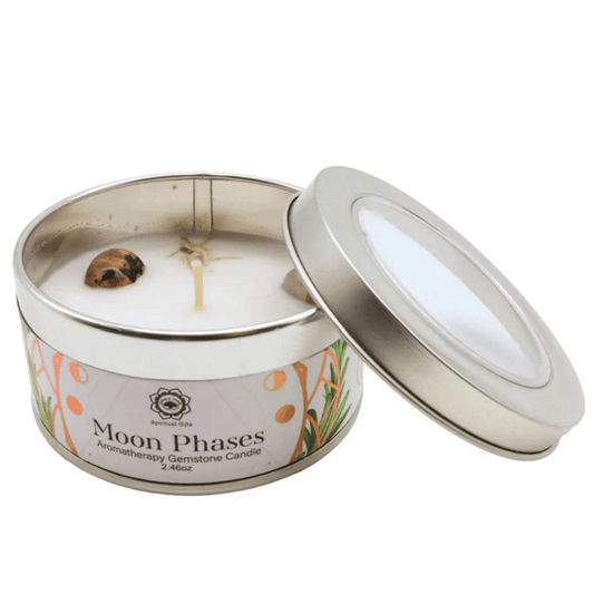 Candela Profumata Artigianale con Pietre Dure (YLANG YLANG - PIETRA DI LUNA - FASI LUNARI)