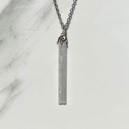 Raw Selenite "stick" - pendant necklace