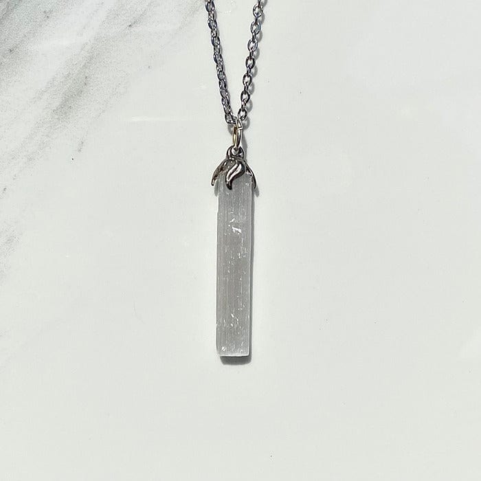 Raw Selenite "stick" - pendant necklace