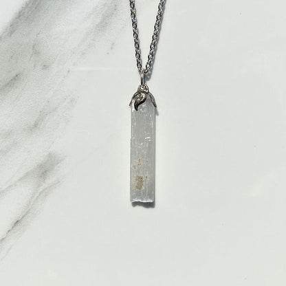 Raw Selenite "stick" - pendant necklace