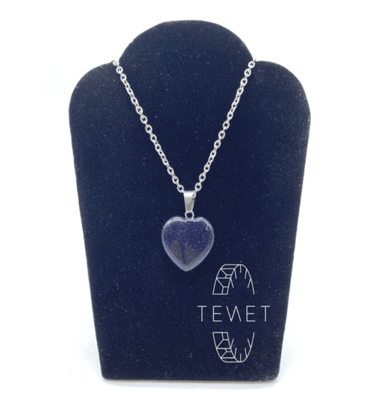 Blue Goldstone - necklace with heart pendant