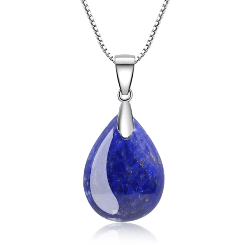 "Drop" pendant in Lapis Lazuli and brass, with chain or rubber