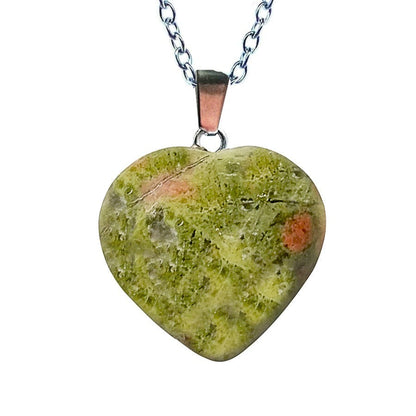 Unakite - necklace with heart pendant