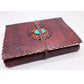 Handcrafted leather notebook with natural stone - Turchesite