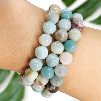 Amazonite - elastic bracelet in worked spheres