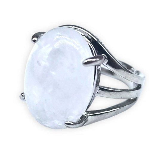 Rock crystal - adjustable ring in hypoallergenic brass