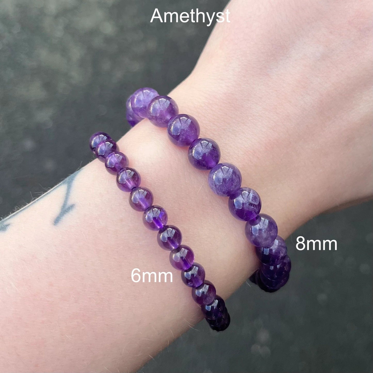 Amethyst - elastic bracelet in worked spheres
