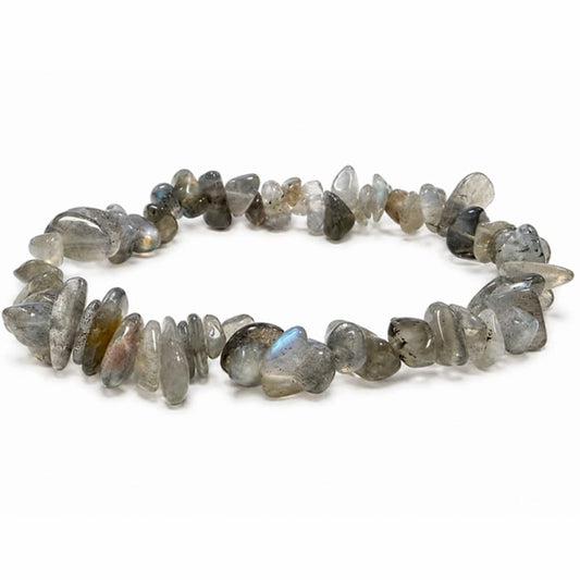 Pulsera elástica de labradorita en forma de "chips"