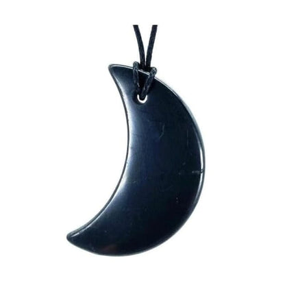 Shungite | Pendant Necklace | Crescent moon