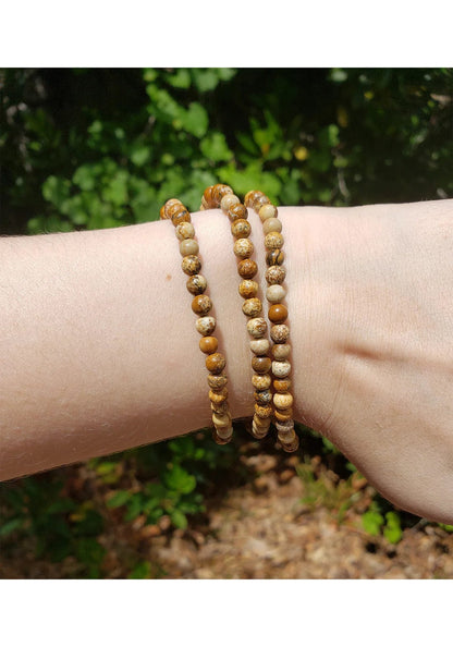 Landscape jasper - elastic bracelet in worked spheres