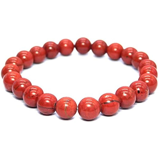 Red jasper - elastic bracelet in worked spheres