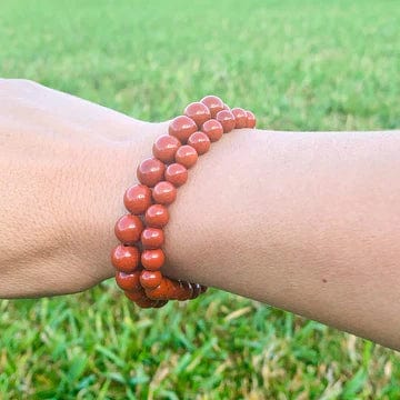 Red jasper - elastic bracelet in worked spheres