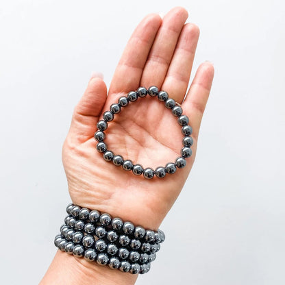 Hematite - elastic bracelet in worked spheres