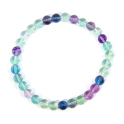 Rainbow fluorite - elastic bracelet in worked spheres