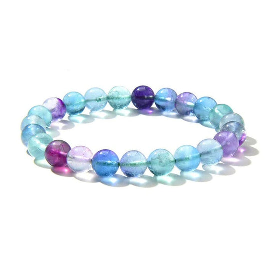 Rainbow fluorite - elastic bracelet in worked spheres